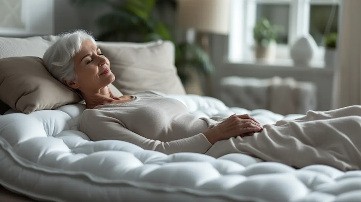 elderly woman on a comfortable mattress